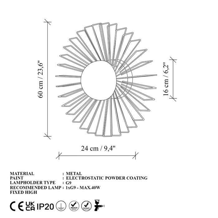 Opviq Lámpara de Pared Kaya Dorada Opviq Lámpara de Pared Kaya Dorada
